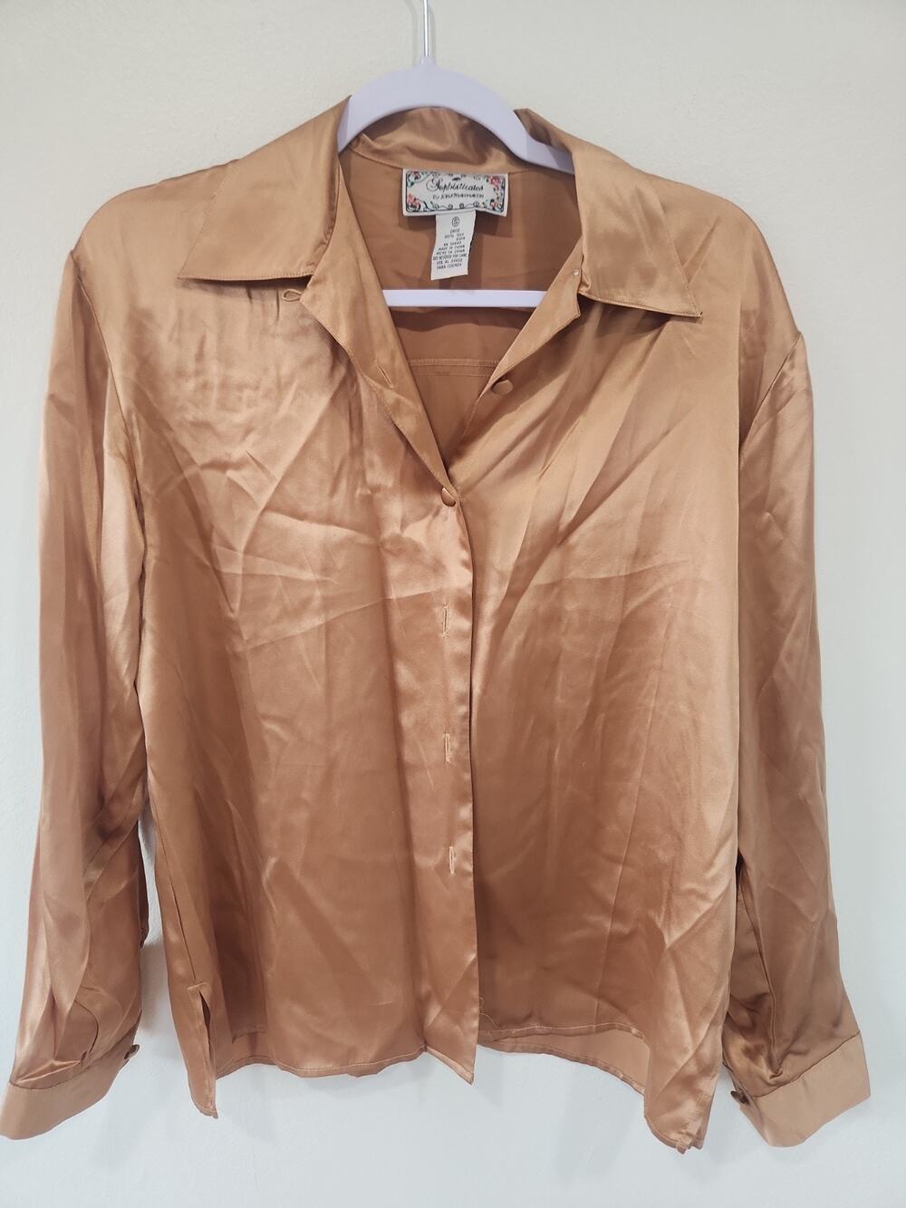 Sophisticates by Jonathan Martin Silk Blouse Women’s S Gold Tunic Top Vintage